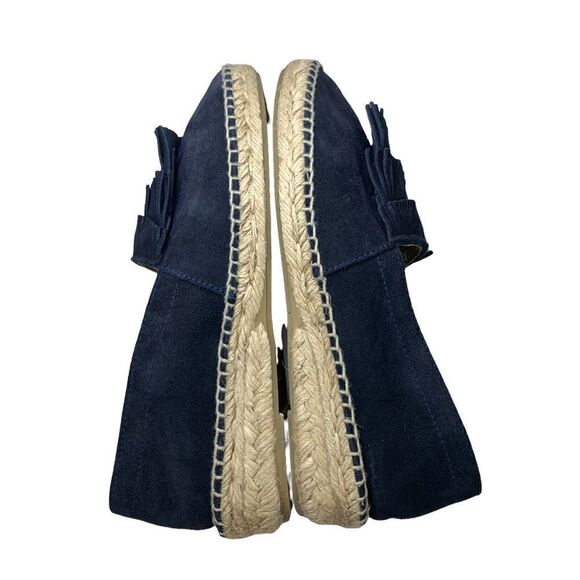 🔵Juncal Aguirre Cascading Fringe Suede Moc Navy Blue Espadrille 40 / 9.5 - Picture 5 of 9